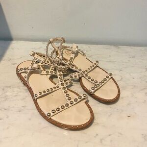 ASH White Strappy Studded Gladiator Sandals Size 6 VGUC